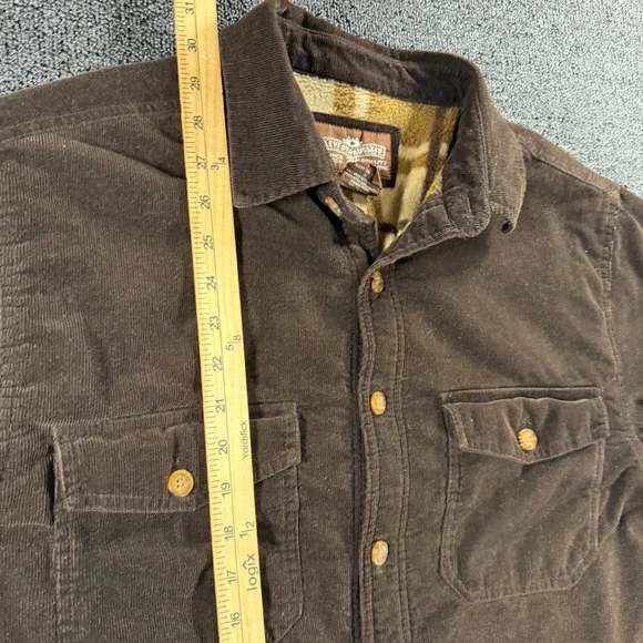 Levi Strauss Mens M Dark Brown Corduroy Plaid Fleece Lined Shacket Shirt Jacket - Picture 5 of 8